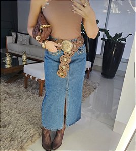Saia Jeans midi