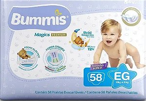 Fralda Infantil Bummis Magics Premium EG pacote com 58 unidades