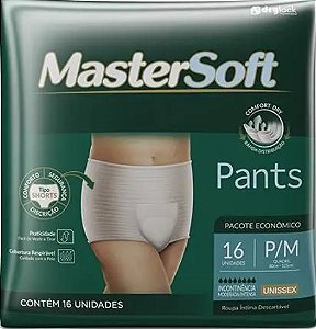 LANÇAMENTO: Fralda Geriátrica Pants Mastersoft  - Tamanho P/M pacote com 16 unidades - uso unissex