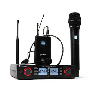 Microfone Duplo Combo Mão + Headset UHF Kadosh K-492c