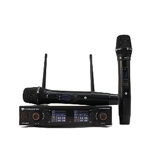 Microfone Duplo Sem Fio UHF Multifrequencial Kadosh K-502M