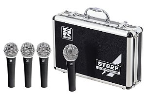 Kit 4 Microfones Dinâmicos ST-62 + Maleta Staner