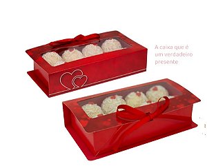 Caixa para 8 doces Livro com Berço e Visor Amor 10un. Ref. 4375
