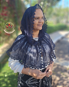 Véu Capuz Nossa Senhora de Fátima Azul Marinho