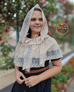 Véu Capuz Santa Zélia Bege