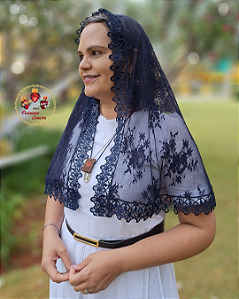 Véu Tradicional Guadalupe Azul Marinho