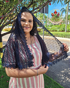 Véu Tradicional Celina Azul Marinho