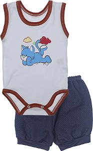 Body Regata e Shorts Cat Lapuko Azul