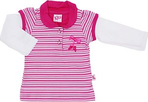 Blusa Infantil Polo Listrada Kika Pink