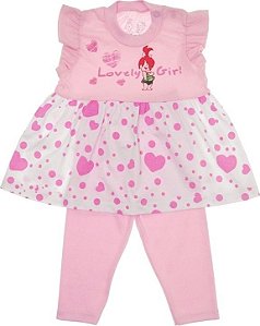 Conjunto de Bebê Bata e Legging Pedrita Rosa