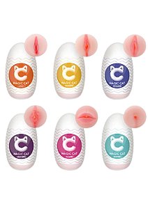 Masturbador EGG em Cyberskin Magic Cat. Formatos Variados, Vagina, Boca ou Ânus (UNIDADE)