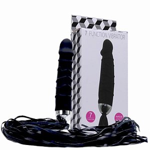 Vibrador Sado Com Chicote e 7 Tipos de Vibrações – PRETO