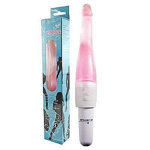 Pênis com Vibrador Sinuoso em Jelly - Rosa