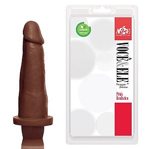 Pênis 8 Maciça c/ vibrador cor Pele - 16x4cm (Marrom) - ADAO16M