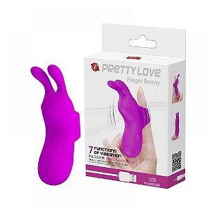 Dedeira Vibratória Recarregável Coelho 7 Vibrações - PRETTY LOVE FINGER BUNNY