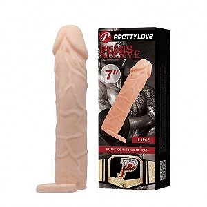 Capa Peniana com Extensor de 5 cm e Anel Escrotal - Penis Sleeve LARGE - Pretty