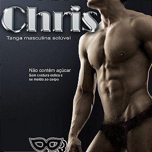 Tanga Cueca Comestível Masculina: CHRIS - PRETA - UVA C/ MAÇA