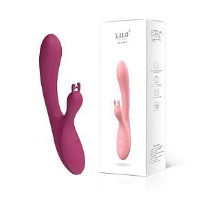 Vibrador Ponto G e Clitóris em Silicone Super Macio - Double Bunny Recarregável - ROXO