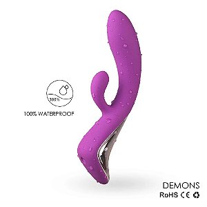 Vibrador Ponto G com Estimulador de Clítoris e Movimento "Vem cá"- Demons - ROXO