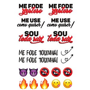 Tatuagem Temporária - Cartela Sexy Tattoo Me Fode Gostoso
