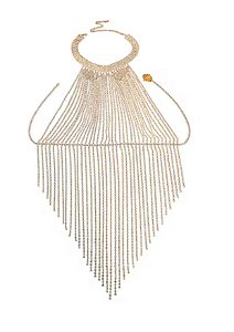 Frente Unica em fios de Strass com Franjas - Dourado - YSBN142