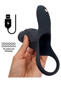 Capa Peniana com Vibro Anel e Estimulador Recarregável - YSGA111