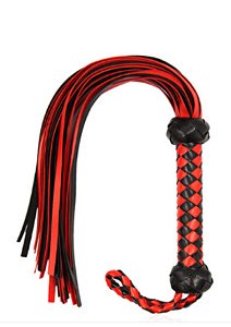 Chicote com Franja 50cm Empunhadura com Tiras Trançadas e Alça para Punho - SD-168