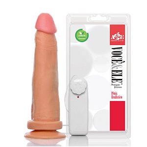 Prótese Pênis Realístico Vibrador C/ Ventosa 18,5X4,5cm - ADAO35