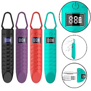 Bullet Recarregável Potente em Silicone e Visor LED (Preto ou Vermelho) - 9418