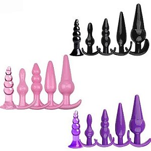 Kit com 5 Plug anal em Silicone
