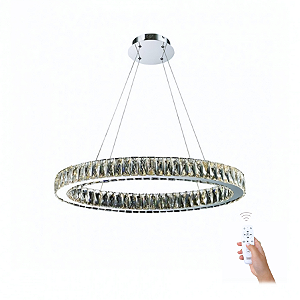 Lustre/Pendente Galles com Cristais + Controle remoto