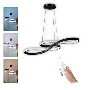 Lustre/pendente Chicago Black infinito  + Controle Remoto