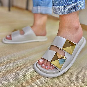 Papete Offwhite com Spike Dourado