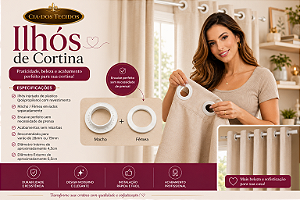 Kit 10 Pares Ilhós Profissional para Cortina — Praticidade e Acabamento de Luxo (Encaixe Click)