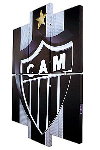 Quadro Escudo do Atlético Mineiro 3D Mosaico Madeira  Grande