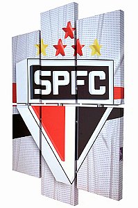 Quadro Escudo do São Paulo 3D Mosaico Madeira Tamanho Grande