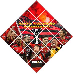 Quadro do Flamengo Heptacampeão Brasileiro 3d Mosaico 16 Peças