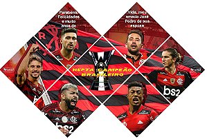 Quadro do Flamengo Heptacampeão Brasileiro 3d Mosaico 07 Peças Personalizado com a Frase ou Dedicatória a Seu Gosto