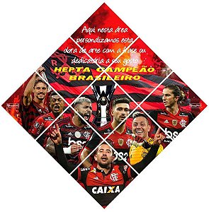 Quadro do Flamengo Heptacampeão Brasileiro 3d Mosaico 09 Peças Personalizado com a Frase ou Dedicatória a Seu Gosto
