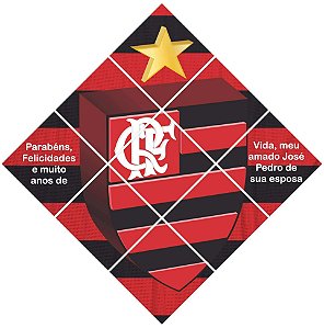 Quadro Escudo do Flamengo nº 01 3d Mosaico 09 Peças Personalizado com a Frase ou Dedicatória a Seu Gosto