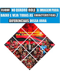 Quadro Flamengo Tricampeão da Libertadores 3D Mosaico 09 Peças
