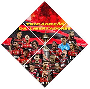 Quadro do Flamengo Tricampeão da Libertadores 3D Mosaico 04 Peças