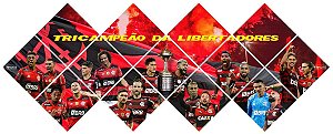 Quadro do Flamengo Tricampeão da Libertadores 3D Mosaico 13 Peças