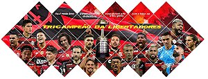 Quadro do Flamengo Tricampeão da Libertadores 3D Mosaico 34 Peças Personalizado com a Frase ou Dedicatória a Seu Gosto