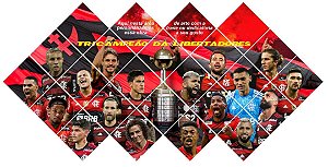 Quadro do Flamengo Tricampeão da Libertadores 3D Mosaico 24 Peças Personalizado com a Frase ou Dedicatória a Seu Gosto