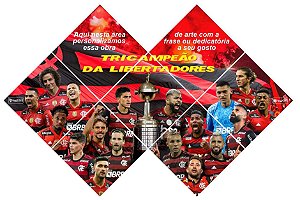 Quadro do Flamengo Tricampeão da Libertadores 3D Mosaico 07 Peças Personalizado com a Frase ou Dedicatória a Seu Gosto