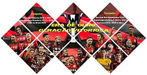 Quadro do Flamengo Com 10 Peças 3D Mosaico Era de Ouro Geração Vitoriosa