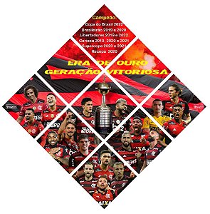 Quadro do Flamengo Com 09 Peças 3D Mosaico Era de Ouro Geração Vitoriosa