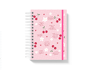Planner 2026 -Cerejas fundo rosa