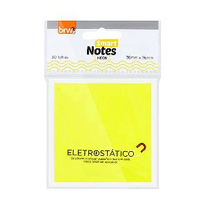 Bloco Smart Notes Eletrostático 76x76mm Amarelo Pastel com 30 Folhas BRW